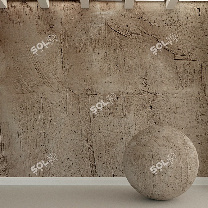 Vintage Plaster Wall Texture 3D model image 1