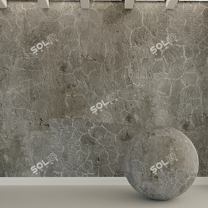 Retro Loft Concrete Wall 3D model image 1