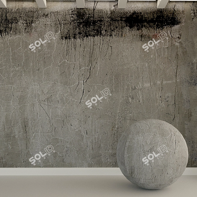 Vintage Concrete Wall Texture 3D model image 1