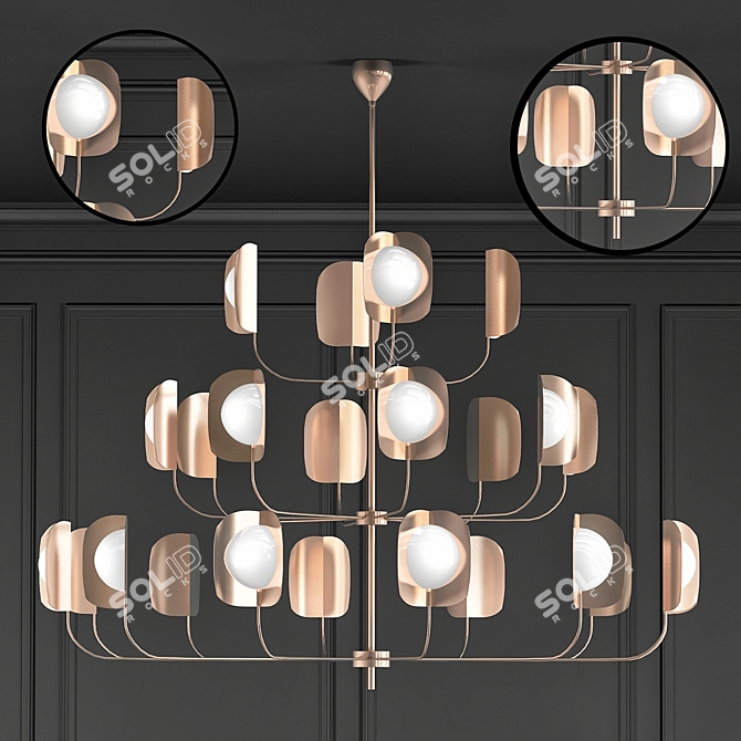 Elegant Leaf Chandelier 3D model image 1