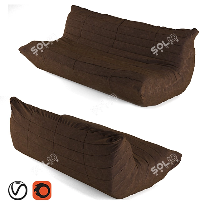Luxurious Ligne Roset TOGO Leather Sofa 3D model image 1