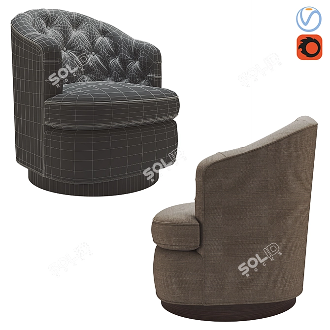 Elegant Baker Bisou Tub Chair 3D model image 2