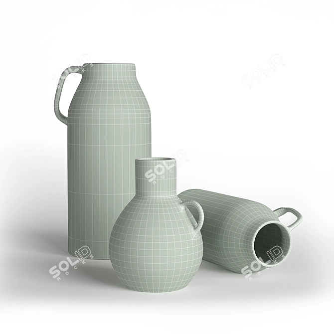 Elegant H&M Stoneware Vase 3D model image 2
