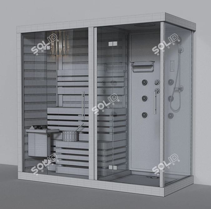 Finnish Sauna with Shower: Compact and Luxurious 3D model image 2