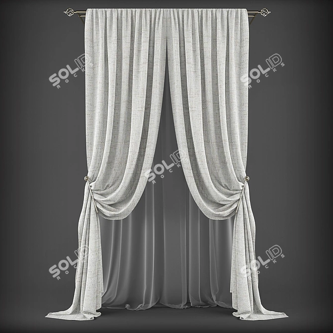 Elegant Curtain Panels 3D model image 1