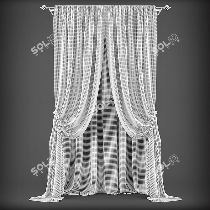 Elegant Curtain Panels 3D model image 2