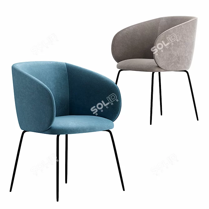 Luxurious Lucerne Velvet Chair 3D model image 1