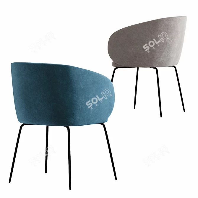 Luxurious Lucerne Velvet Chair 3D model image 2