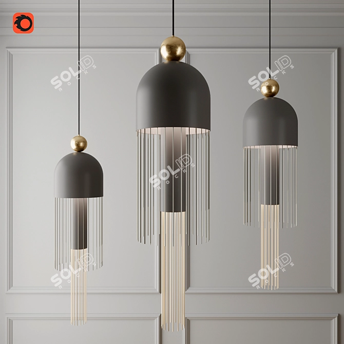 Modern Zero-Point Hanging Pendant Light 3D model image 1