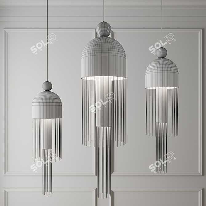 Modern Zero-Point Hanging Pendant Light 3D model image 2