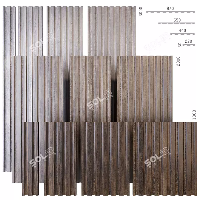 Rustic Wood Textured Panels 3D model image 1