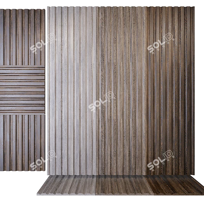 Rustic Wood Textured Panels 3D model image 2