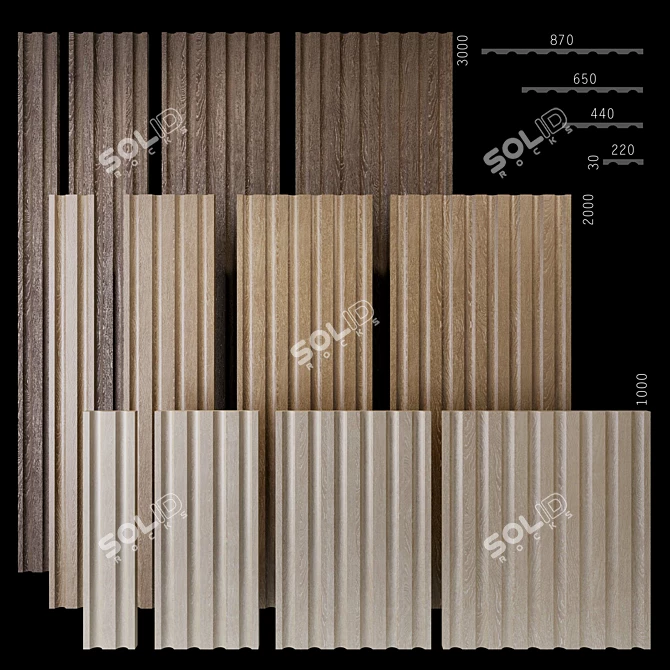 Rustic Wood Corrugated Panels 3D model image 1