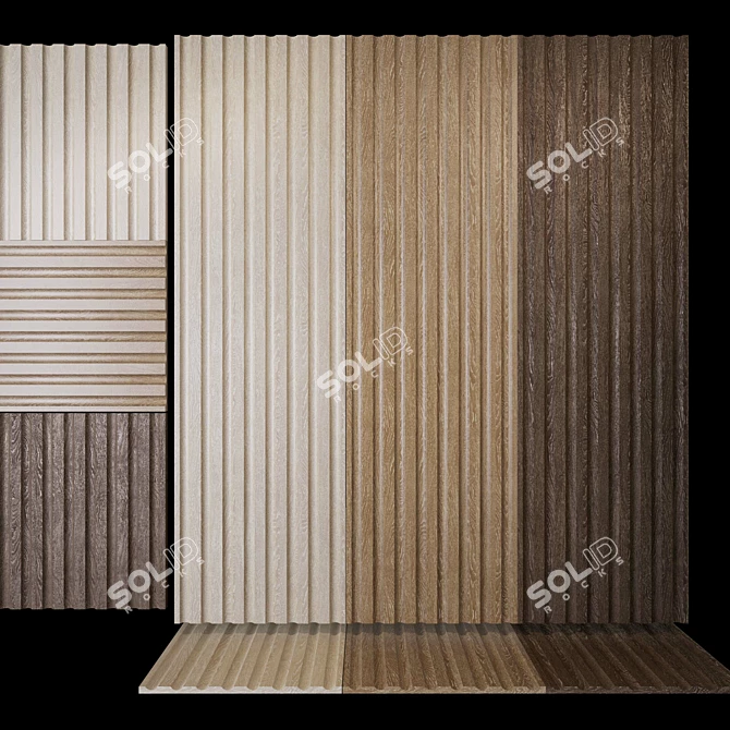 Rustic Wood Corrugated Panels 3D model image 2