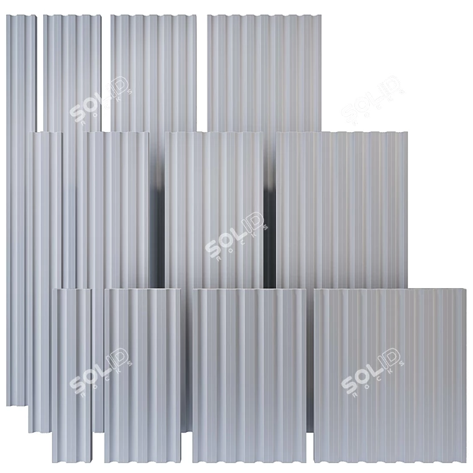 Rustic Wood Corrugated Panels 3D model image 3