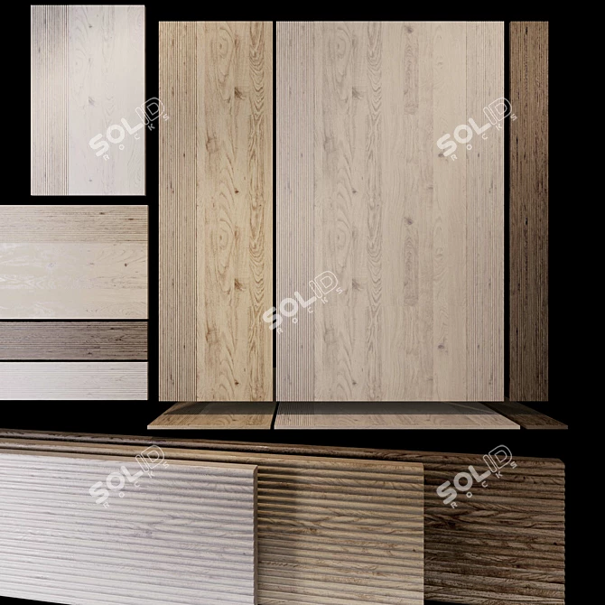 Corrugated Wood Panels for Furniture & Décor 3D model image 2