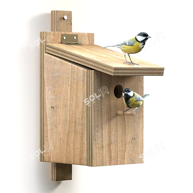 Great Tits: Artificial Nest for Garden Birds 3D model image 1