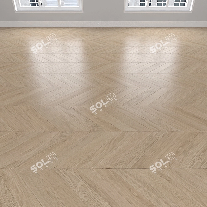 Oak Sand Parquet: Herringbone, Linear, Chevron 3D model image 3