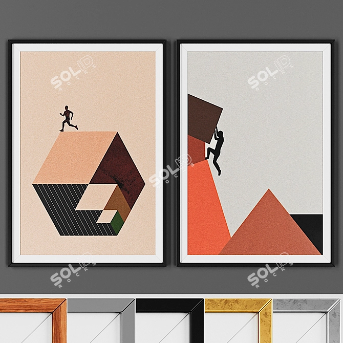 Geometric Abstract Picture Frame Set 3D model image 1