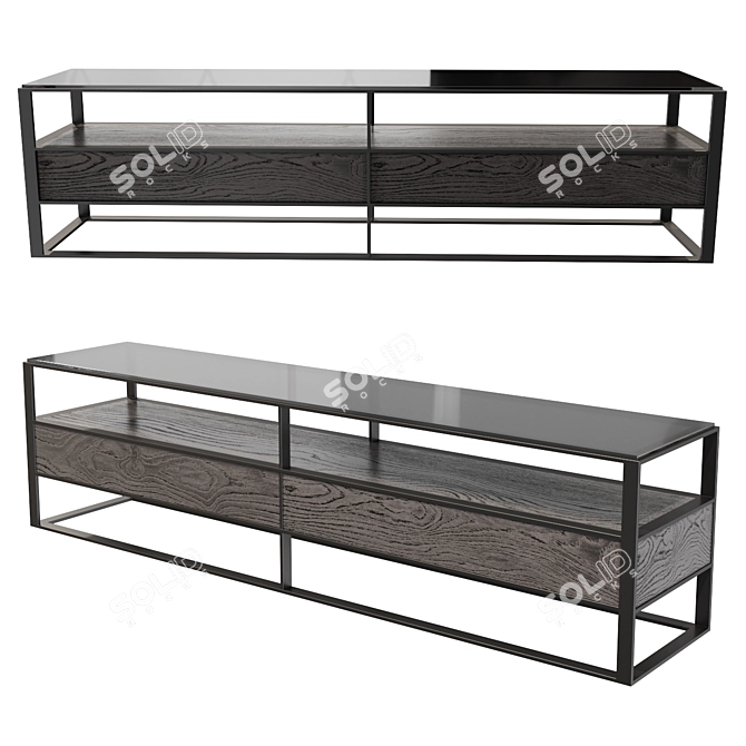 Elegant Mocha Oak TV Cabinet 3D model image 1