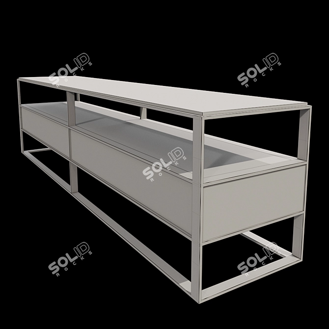 Elegant Mocha Oak TV Cabinet 3D model image 3