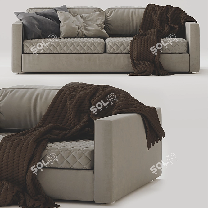 Elegant Velvet Sofa 3D model image 1