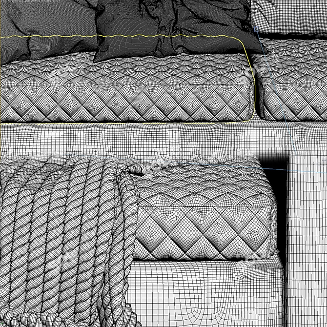 Elegant Velvet Sofa 3D model image 2