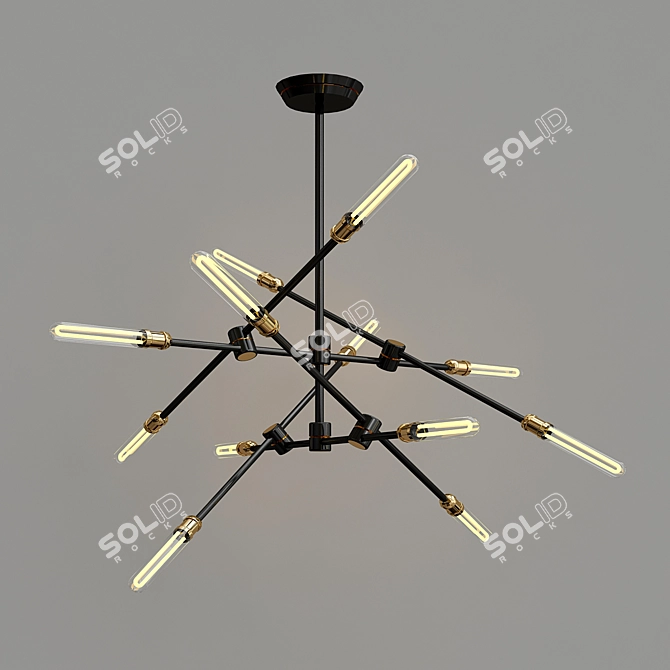 Adjustable 6-Line Circa Pendant: Modern and Versatile 3D model image 2