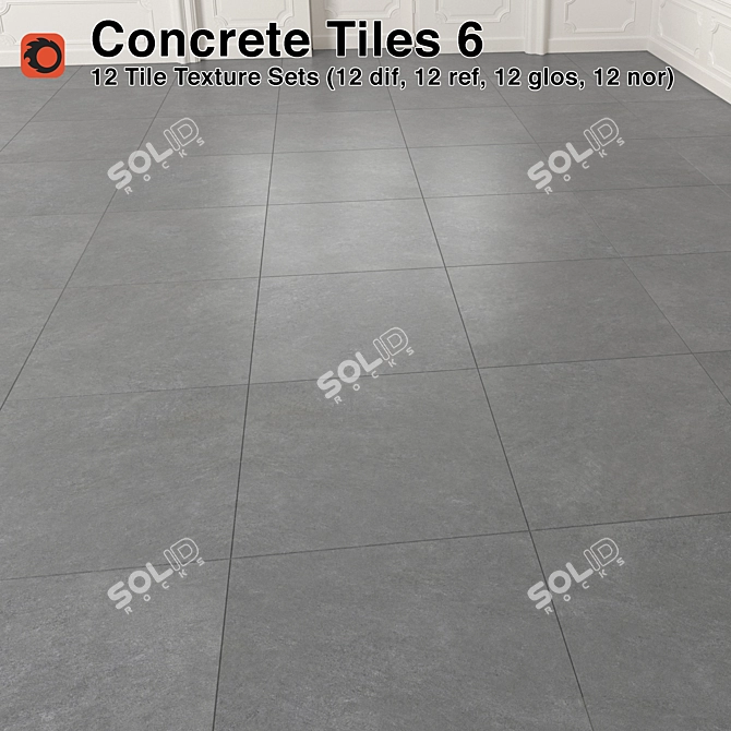  Versatile Concrete Tiles - 6 3D model image 1