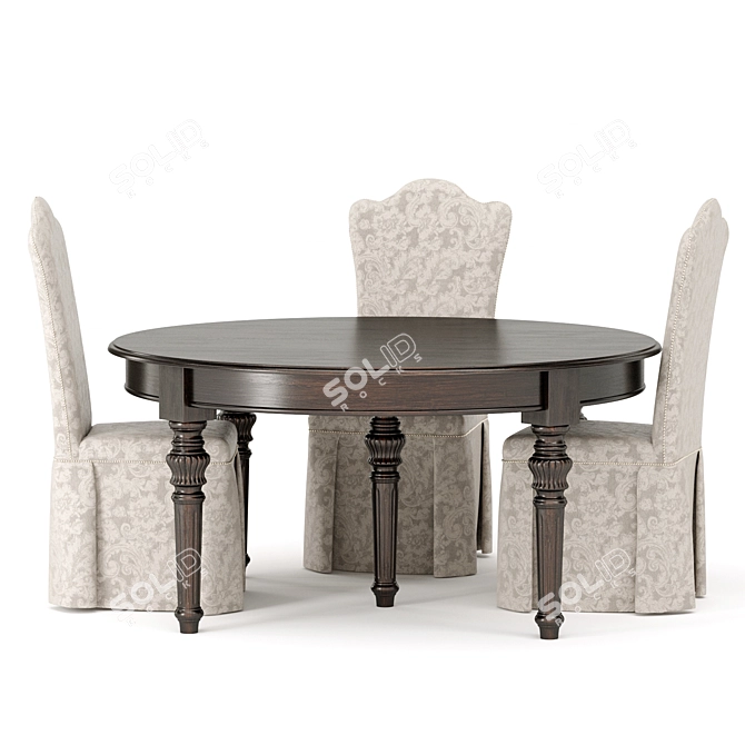 Elegance in Wood: Dolfi Table & Chair 3D model image 2