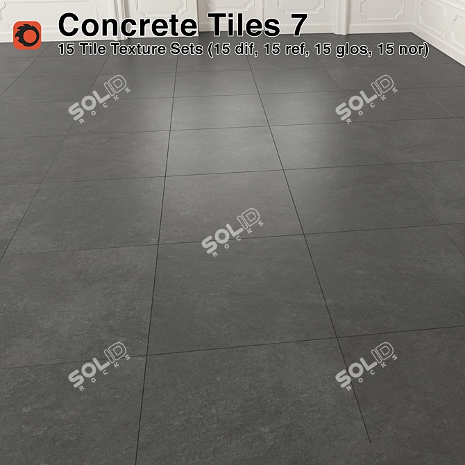 Premium Concrete Tiles Set 3D model image 1