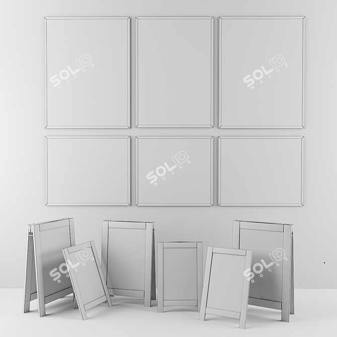 Versatile Chalkboard Set 3D model image 2