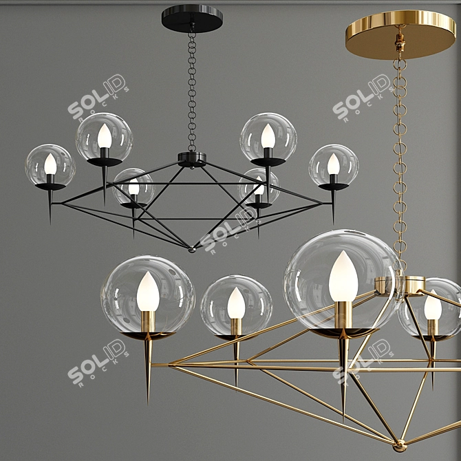 Rowan Gold Chandelier: Handcrafted Elegance 3D model image 2