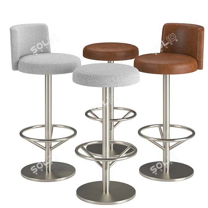 Sayer Swivel Backless Barstool 3D model image 1