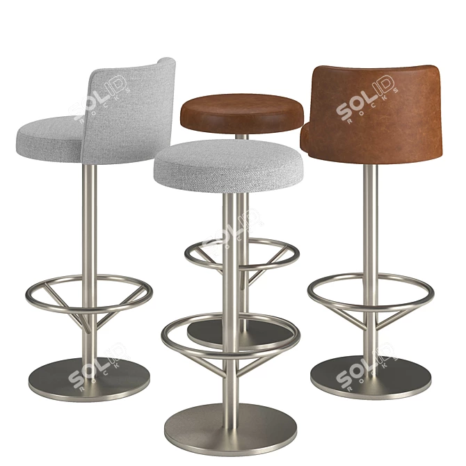 Sayer Swivel Backless Barstool 3D model image 2