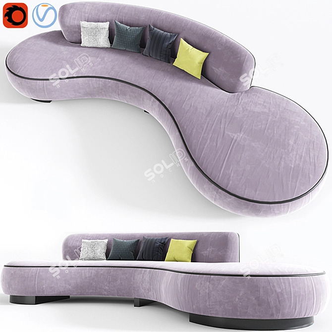 Sleek Serpentine & Curvy Vladimir Sofas 3D model image 2