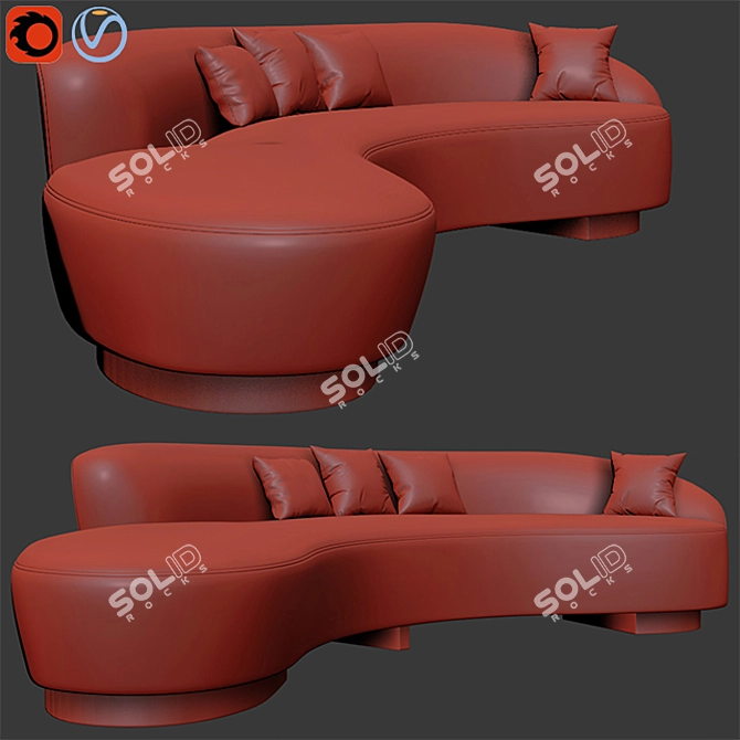 Sleek Serpentine & Curvy Vladimir Sofas 3D model image 3