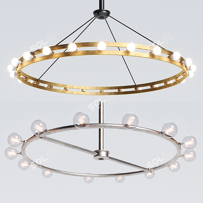 Industrial Rustic Ring Pendant Chandelier 3D model image 1