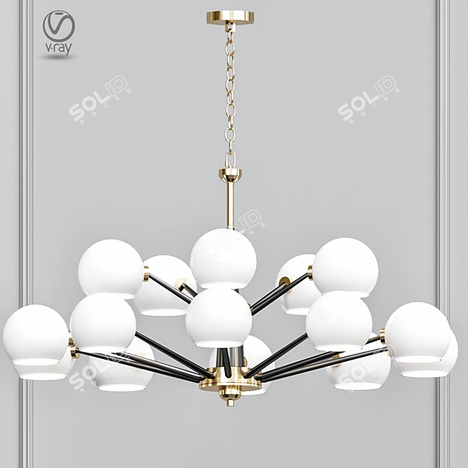 Elegant Thalia Glass Chandelier 3D model image 1