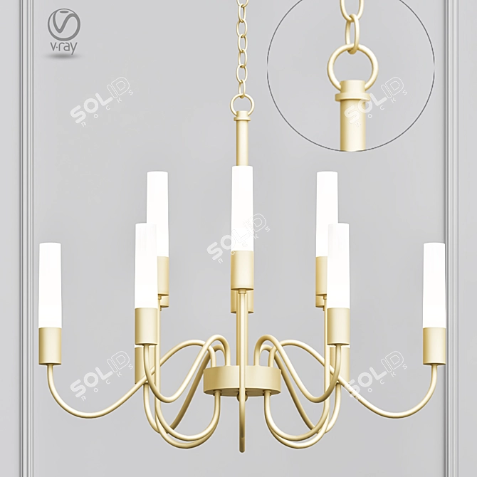 Sleek Tube Loft Chandelier 3D model image 1