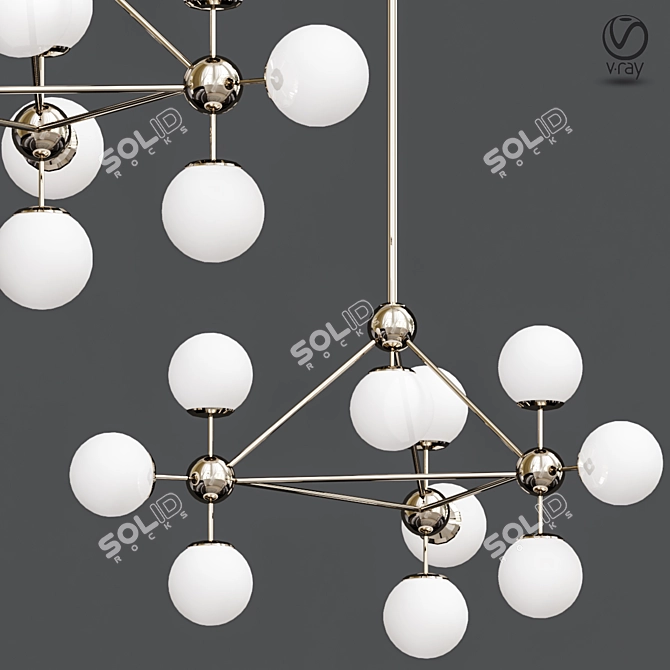 Elegant Modo White Glass Chandelier 3D model image 1