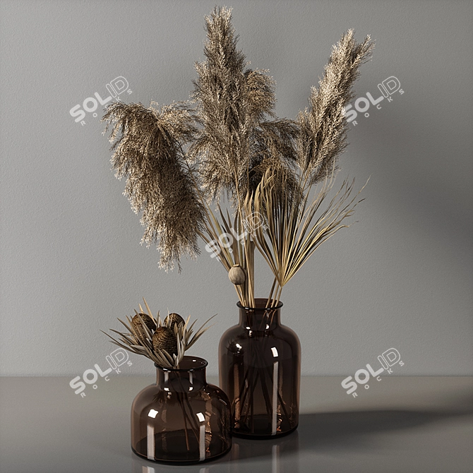 Elegant Floral Vase Décor 3D model image 1