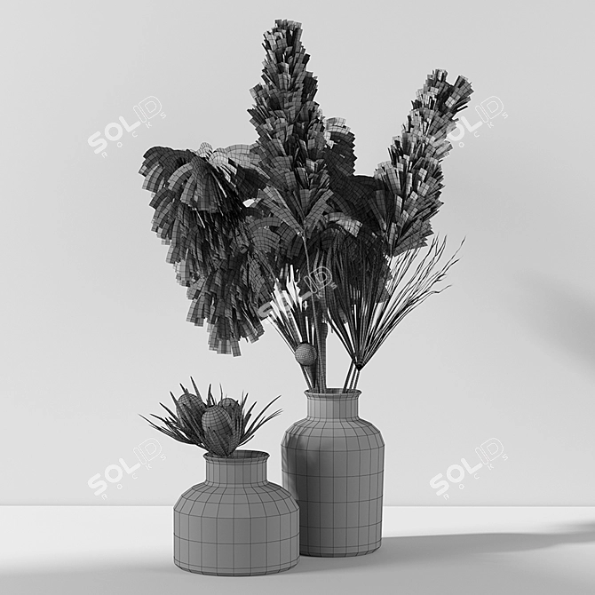 Elegant Floral Vase Décor 3D model image 3