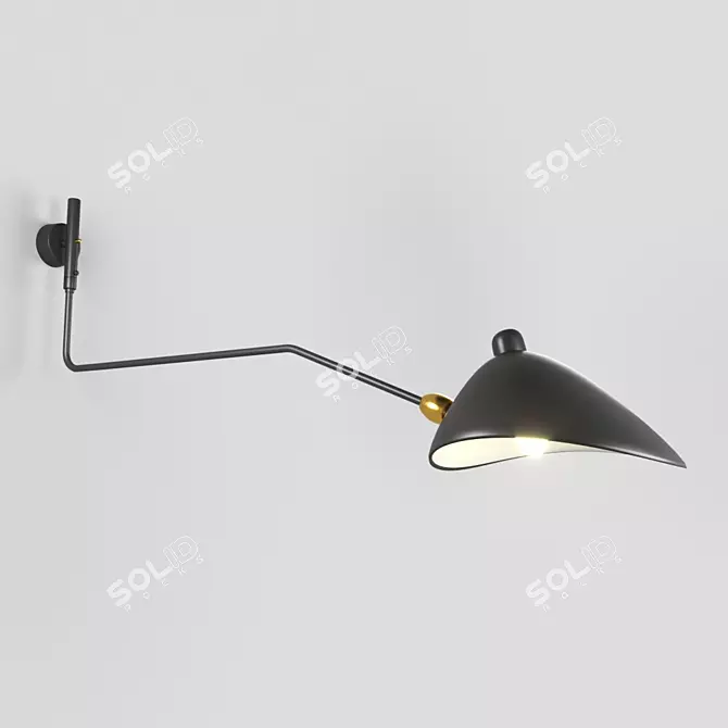 Modern Black Metal Sconce 3D model image 1