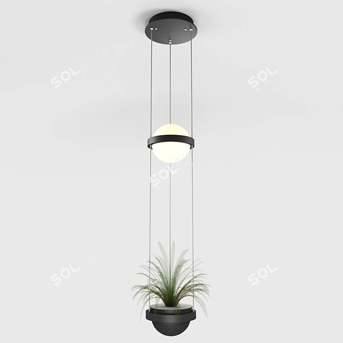 Modern Black Metal Pendant Light - Palma 3D model image 1