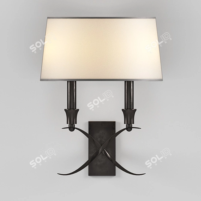 Modern Black Metal Table Lamp with White Fabric Shade 3D model image 1