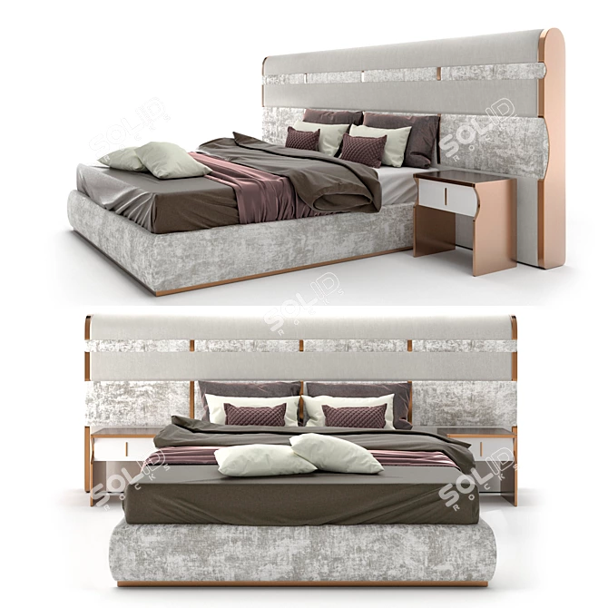 Italian Luxury Bed: Elegant and Spacious 3D model image 1