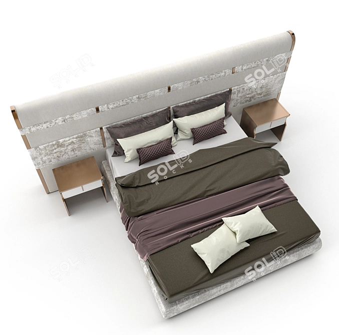 Italian Luxury Bed: Elegant and Spacious 3D model image 2