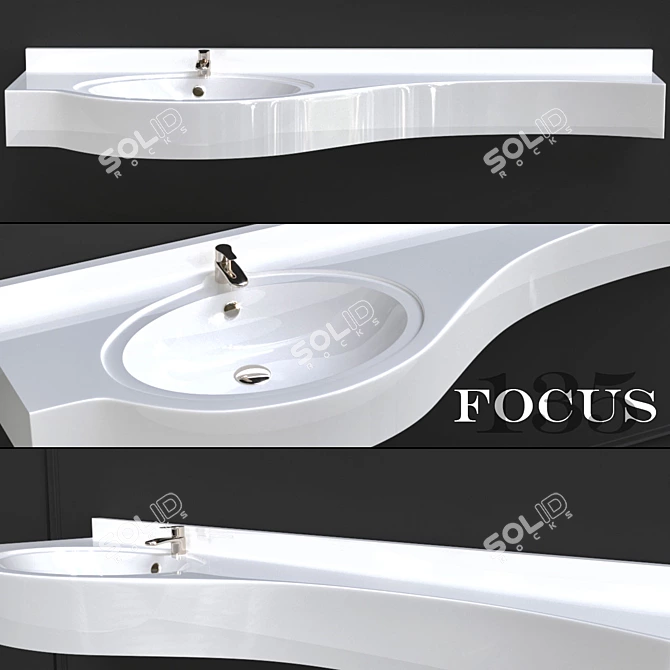 Sleek Fokus 135 Bathroom Sink 3D model image 1