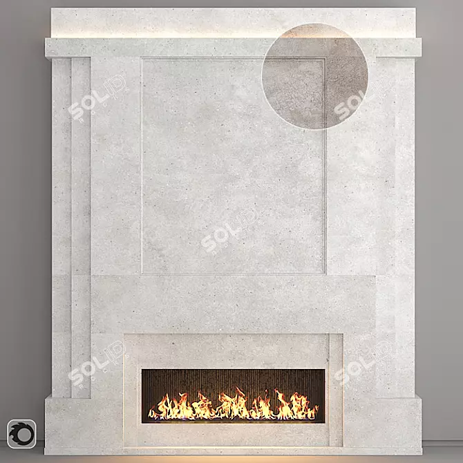 Sleek and Stylish Dual-Model Fireplace 3D model image 1